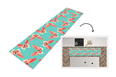 Keukenloper - Loper keuken - Vlinders - Roze - Patroon - 200x50 cm - Keukenloper vinyl