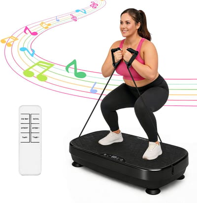 NETTLIFE Trilplaat Fitness - Tot 150 kg - 199 Snelheidniveaus - 9 Automatische Programma's - Met Bluetooth, Afstandsbediening en Luidspreker - Lichaamstraining voor Spieropbouw & Vetverbranding - Massagetoestel voor Thuis