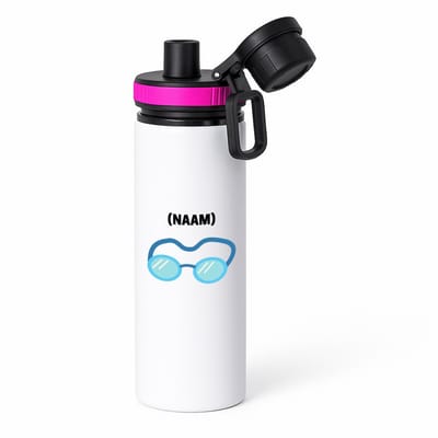 Hacebo® - Zwem met eigen naam waterfles met draaidop roze - Zwemmen - Zwemmer - Sport - water fles - 850ML