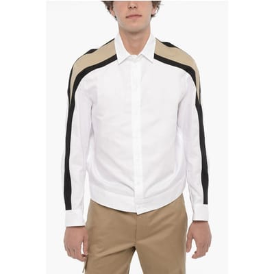Piqué katoenen BOMBER MODERNIST overhemd in wit