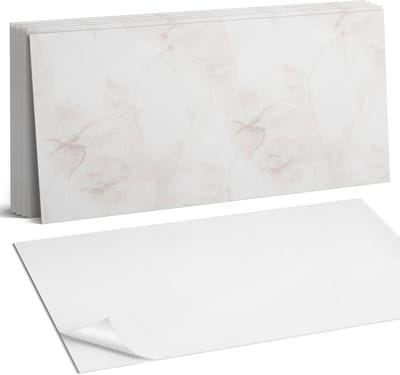 Coloray Plaktegels - Fijn marmerpatroon Wandtegel Zelfklevend - 60 cm x 30 cm - Romig Plaktegels - 6 stuks - Rechthoek PVC Tegels - Plaktegels Keuken - Zelfklevende Vloertegels Badkamer - Vinyl Tegels - Zelfklevende Wandtegels