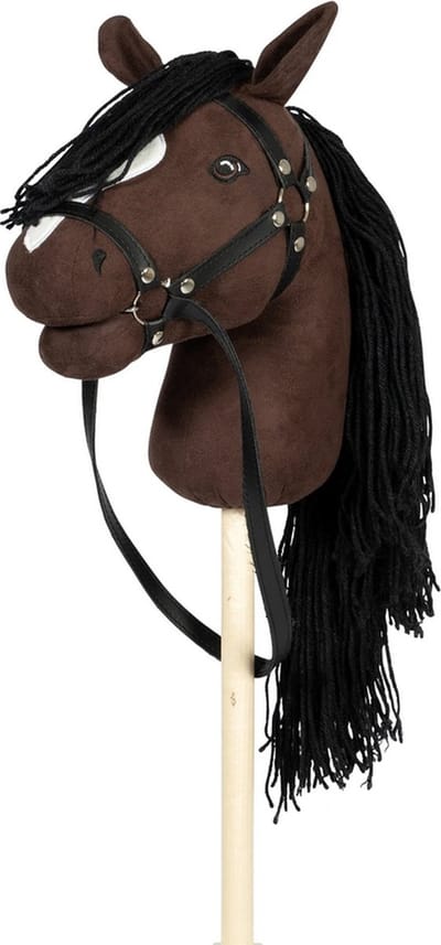 Hobby Horse Stokpaard met halster en rugzak | Geschikt voor hobby horsing | Kleur bruin