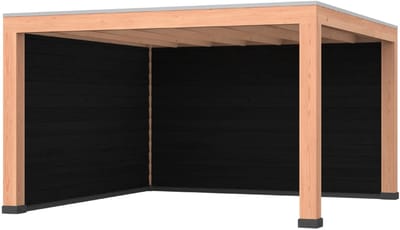 Douglas overkapping, 400 x 400, met zwarte achterwand en zijwand, Westwood Modern Plus