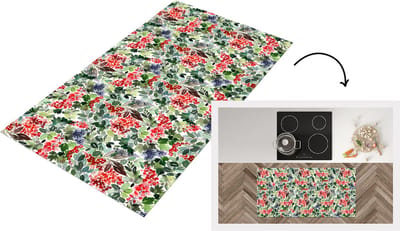 Keukenloper - Loper keuken - Kerst - Waterverf - Groen - Rood - 120x60 cm - Keukenloper vinyl