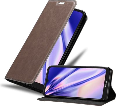 Cadorabo Hoesje geschikt voor Nokia C21 in KOFFIE BRUIN - Beschermhoes met magnetische sluiting, standfunctie en kaartvakje Book Case Cover Etui