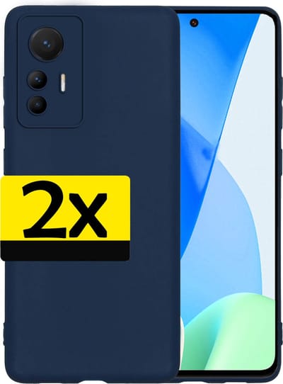 Hoesje - 2 Stuks - Geschikt voor Xiaomi 12 Lite - Sterk & Shockproof - Case Siliconen - Back Cover - Telefoon Hoes - Telefoonhoesjes - Donkerblauw
