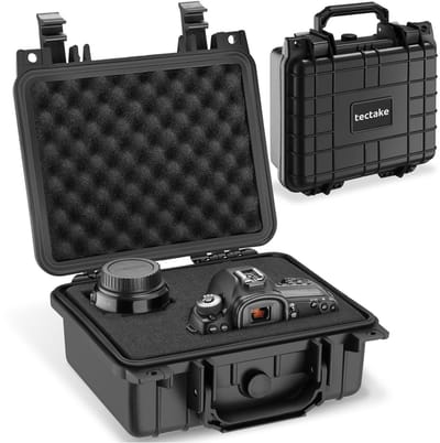 tectake® Universele Koffer- Transportkoffer - Camerakoffer - Blokschuim - Waterdichte afsluitbare box voor foto's - Hardcase, opbergbox - Gereedschapskoffer - afm. 26,5 x 28 x 12,5 cm