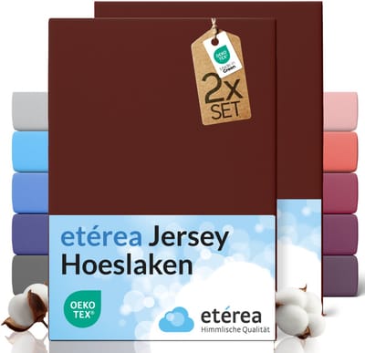 etérea Jersey hoeslaken 2-pack 140x200-160x200 cm (hoek 25 cm) 100% katoen - Bordeaux