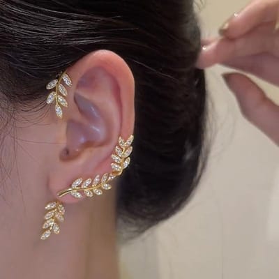 Koreaanse Mode Zirconen Vlinder Elf Oor Cuff Voor Vrouwen Sprankelende Zirconia Kristal Zonder Piercing Clip Oorbellen Bruiloft Sieraden brown