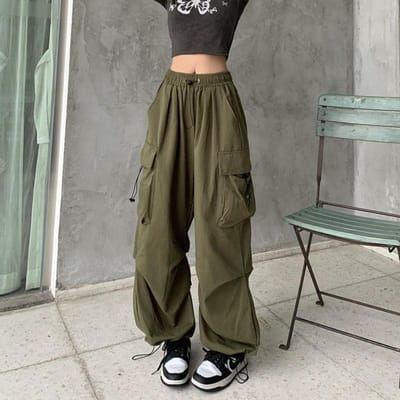 Casual Broek Kinderen Lente en Herfst Nieuwe Spice Girl Wijde Pijpen S legergroene kleur