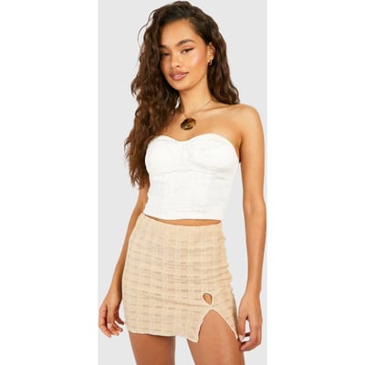 boohoo Dames Textured Jersey Cut Out Detail Mini Skirt | Steen | Maat: 38