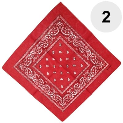 Fako Fashion - Bandana - Hoofddoek - Mondbescherming - Zakdoek - Boerenzakdoek - Paisley - Rood - 2 Stuks