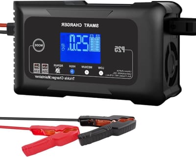 Slimme Acculader - Onderhouder Voertuigen - Accu's Opladen - 9-Traps Laadproces - 12V/24V 25A - Zwart