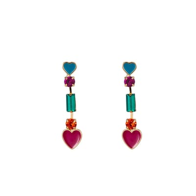 Go Dutch Label Oorknoppen heart drop stone Multi