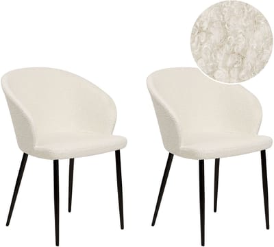 MASON - Eetkamerstoel set van 2 - Gebroken wit - Polyester