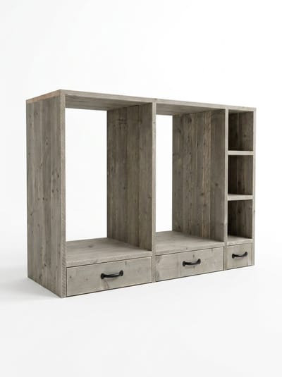 Wasmachinekast Toronto met lades – Voor wasmachine en droger – 160 x 65 x 120 cm – Steigerhout – Meubelproductie