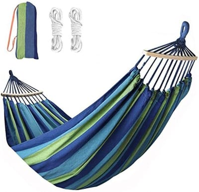 Lichtgewicht Hangmat - Draagbare Reishangmat - Outdoor Ontspanning - Ademend Canvas Materiaal - 190x80 cm - Blauw