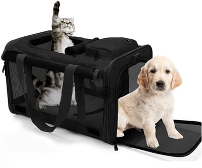 Draagtas Hond en Kat - Hondentas - Reistas - Kattentas - Reismand - 45x28x27CM - Reismand Kat & Hond Extra Stevig - Katten Reismand - Vervoersbox - Draagtas - Transportbox -Draagmand Huisdier - Kattendraagtas -Geschikt Voor Vliegtuig - Zwart