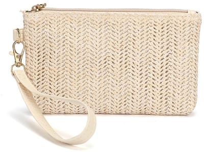 SPHProducts - Gevlochten Stroportemonnee - Zomerstrandtas - Wit - Boheemse Wilgentas - Grote Capaciteit - Geschikt voor Dames - Ideaal voor Zee en Strand