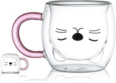 Schattige paarse kattenmok met handvat - Dubbelwandige koffiemok, ideaal als cadeau voor kattenliefhebbers, vrouwen en verjaardagen.