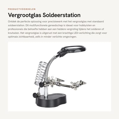 Dailygoods - Vergrootglas - Soldeerstation - Desktopeffectiviteit - 26 x 9,9 cm - Led-vergrootgereedschap - Handig voor hobbyisten - Klemclip