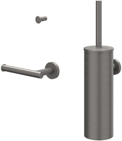 IVY Accessoires Accessoireset 1: borstelgarnituur wandmodel, handdoekhaak klein en toiletrolhouder Geborsteld metal black PVD