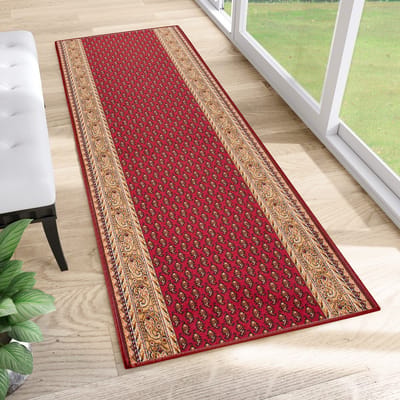 Tapiso Tapijtloper Antislip – Klassiek Perzisch Oosters Rood – Gangloper Keukenloper Rubber Onderkant Maat- 67x100