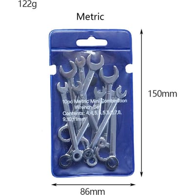 Ensemble de 10 mini-clés à molette, outil manuel, porte-clés, clé de poche antidéflagrante, clés de type britannique/métrique bleu