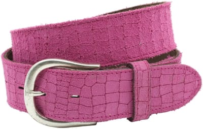 Dames riem fuchsia - Basic leren riem 4cm met krokoprint - Leer - Basic riem - Sportief - Maat 90