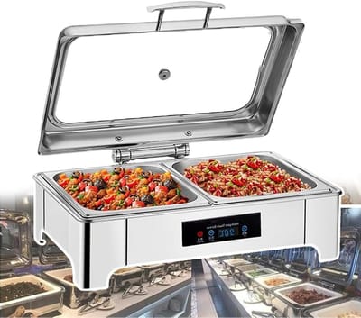 Buffet Verwarmer - Elektrische Bain Marie - Feest Catering - Instelbare Temperatuur - 9 Liter Capaciteit - Zilverkleurig