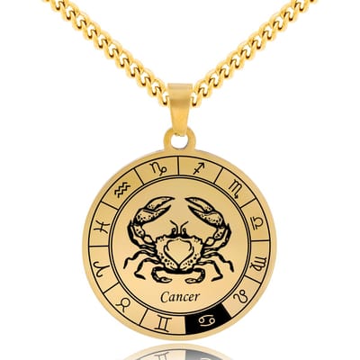 Sterrenbeeld Kreeft (Cancer) Ketting Goudkleurig - Roestvrij Staal Zodiac Talisman - Stainless Steel - 60cm - Pax Amare