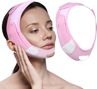Kinband, kinband om te slapen,Anti-Snurk Kinband, dubbele kinverkleiner, kinliftpatch, kinband, V-vormig doorzakmasker, roze