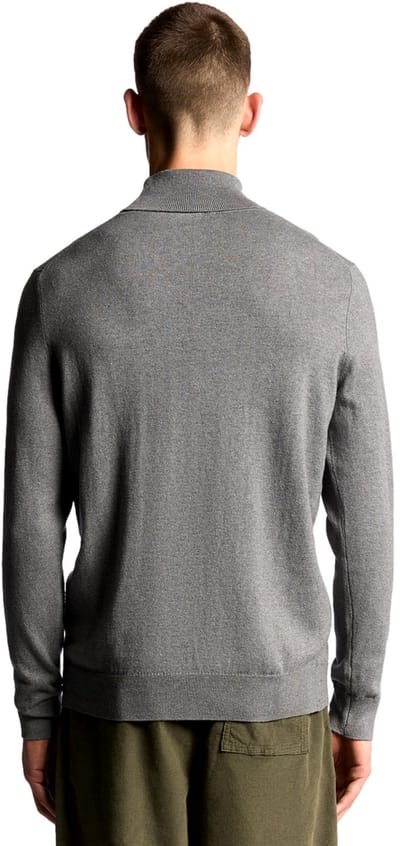 Lyle & Scott Cotton merino turtleneck jumper - mid grey marl