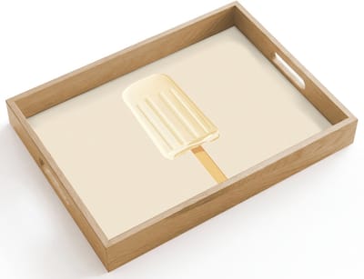 Dienblad hout 40x30 cm - Schootdienblad - Minimalistisch - Waterijsje - Stokje - Beige - Borrelplank rechthoek - Plateau dienbladen