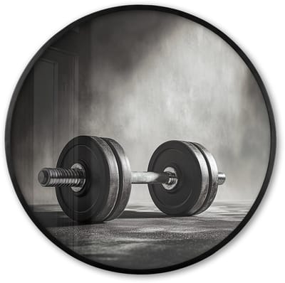 Poster in lijst Rond - Fotolijst 60x60 cm - Posters - Halter - Gewichten - Zwart - Ronde posterlijst zwart - Decoratie - Wanddecoratie woonkamer - Muurdecoratie slaapkamer