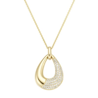 Giorgio Martello collier / ketting 45 cm. sterling zilver geelgoud verguld 925/- druppelvormig hanger