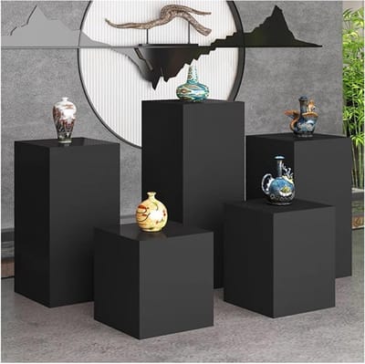 Vierkante Zuil - Feeststandaard Displayvoet - Decoratie Presentatie - Stevig Houten Frame - 40 x 40 x 50 cm - Zwart