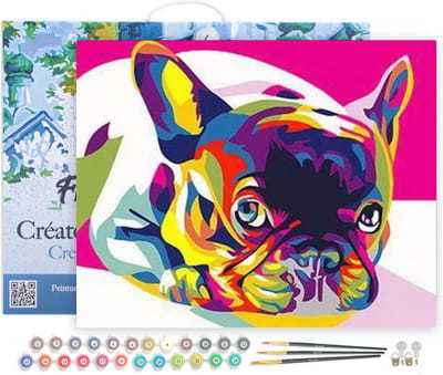 Figured'Art Schilderen op Nummer Volwassenen met lijst - Carlin Pop-art - Handwerk acrylverf Kit DIY Compleet - 40x50cm Canvas al ingelijst