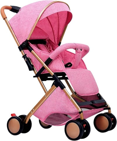 Kinderwagen Compact - Reisbuggy Opvouwbaar - Baby Vervoeren - 5-Punts Gordel - 0-6 Jaar - Roze