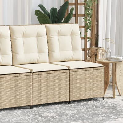 vidaXL - Tuinbank - verstelbaar - met - kussens - poly - rattan - beige