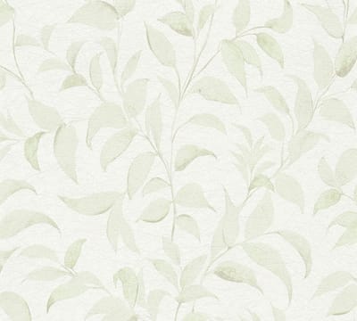 KLEINE TAKJES EN BLAADJES BEHANG | Landelijk - wit groen - A.S. Création Profitex 2