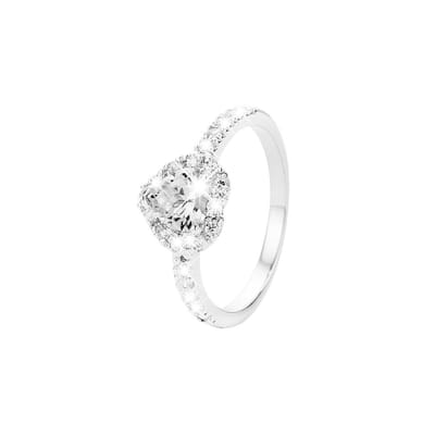Lucardi Dames Zilveren ring hart met zirkonia - Ring - 925 Zilver - Zilverkleurig - 17.50 / 55 mm