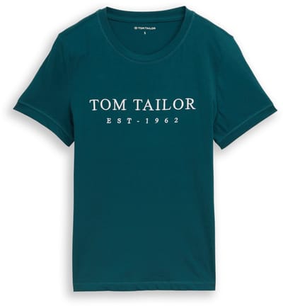 Tom Tailor - T-shirt met geborduurd logo - Maat XS - Deep Meadow Green