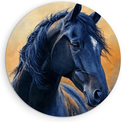 Saammp Muurcirkel Hout - Kleurrijk - Abstract - Paard - Kunst - Dieren - Natuur - Ø 90 - Wandcirkel - Wanddecoratie Cirkel - muurdecoratie Woonkamer - Slaapkamer decoratie - Rond Schilderij