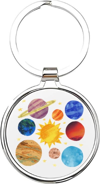 Akyol - universum Sleutelhanger - Heelal - wetenschappers - universum - planeten - saturnus - astronaut - zonnestelsel - astronauten - onderzoekers - planeetdeskundige - 4 x 7,5 CM