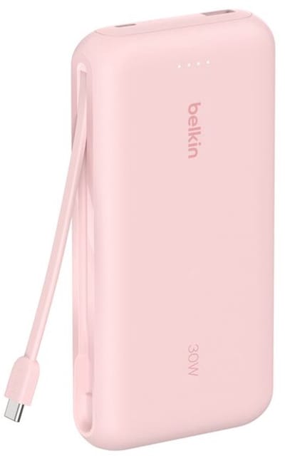 Belkin BoostCharge power bank - with integrated cable - 2 x USB-C USB - 30 Watt - MFI Certified - 20000 mAh