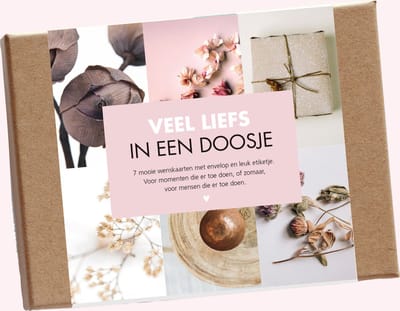 veel liefs in een doosje - Give-X - 7 verschillende kaarten - enveloppen - etiketten