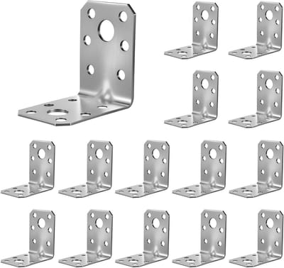 15 Hoekbeugels voor Hout, Galvanized L Beugels voor DIY Meubels, Hoekverbindingen en Reparaties, Ideaal voor Planken en Kasten