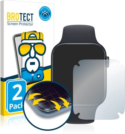BROTECT - Screenprotector voor Apple Watch SE 2022 (44 mm) - Folie Beschermfolie transparant volledig dekking - 2 Stuks