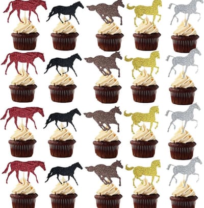 Akyol - paarden prikkers - cocktailprikkers - verjaardag prikker - thema paard - verjaardag paarden - cup cake prikker paard - Dieren- 10 stuks - cake - taart -cocktail prikker - cocktailprikker paard – dier -verjaardag topper – thema paarden